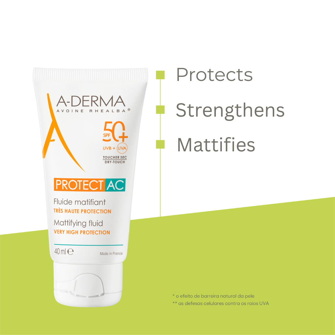 A-Derma Protect AC Mattifying Face Sunscreen Fluid SPF50+ for acne prone skin  Buy One Get One