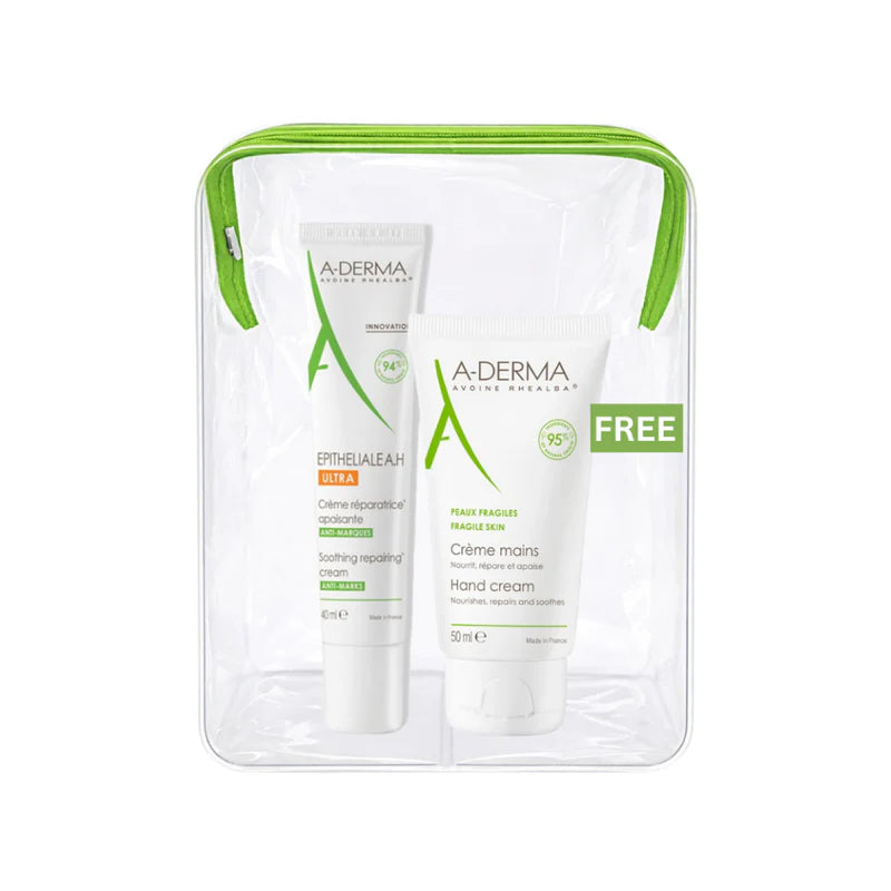 A-Derma Epitheliale A.H Ultra Anti-Mark Ultra-Repairing Cream with free A-Derma The Indispensable Hand Cream for skin repair and daily hand care.