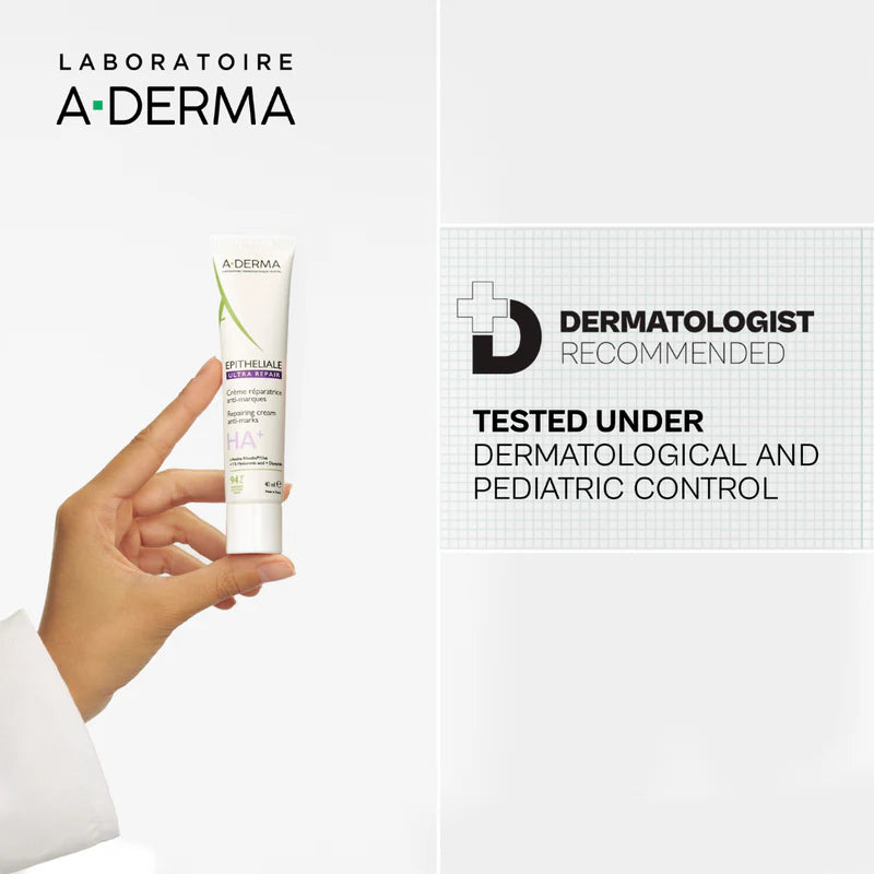 A-Derma Epitheliale A.H Ultra Anti-Mark Ultra-Repairing Cream with free A-Derma The Indispensable Hand Cream for skin repair and daily hand care.