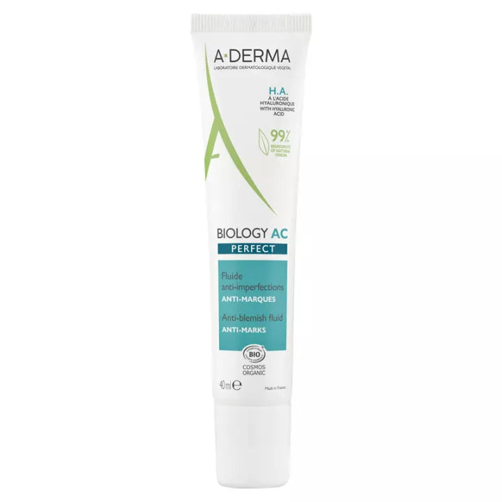 A-Derma Biology AC Perfect Anti-Blemish Fluid lightweight anti-blemish skincare for oily and acne-prone sensitive skin reducing excess sebum and improving skin texture