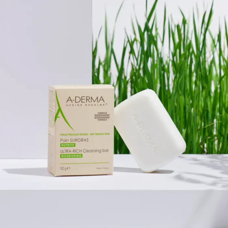 A-Derma Ultra-Rich Cleansing Bar soap-free cleanser for dry and sensitive skin that gently cleanses while helping maintain skin comfort and softness.