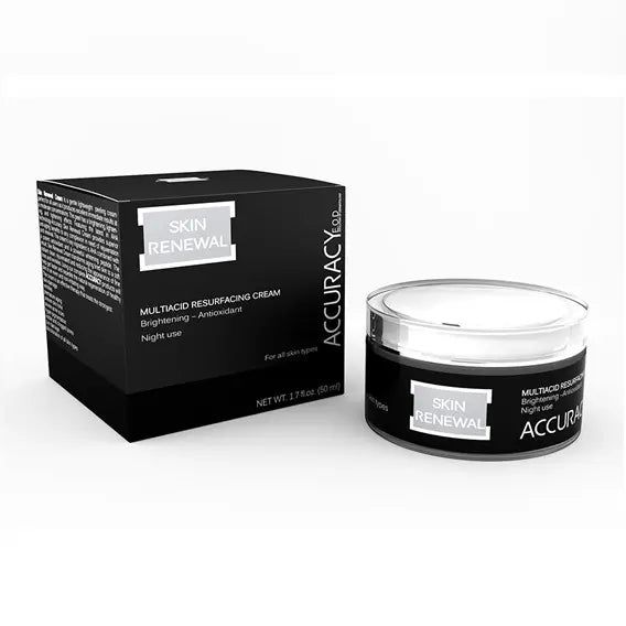 ACCURACY Skin Renewal Multiacid Resurfacing Cream Night Use skincare treatment for smoother, brighter, and more even-looking skin.
