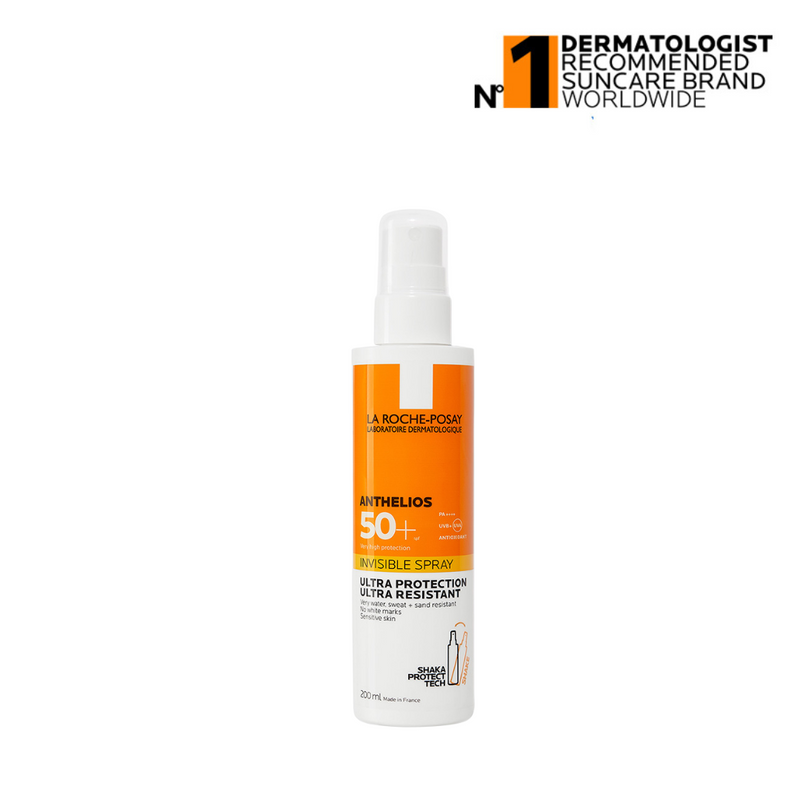 La Roche-Posay Anthelios Invisible Spray SPF 50+ on a white background with brand logo.