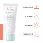 Avène Cleanance HYDRA Soothing Cream tube for acne-prone skin, barrier repair moisturizer that hydrates and soothes irritation caused by acne treatments.