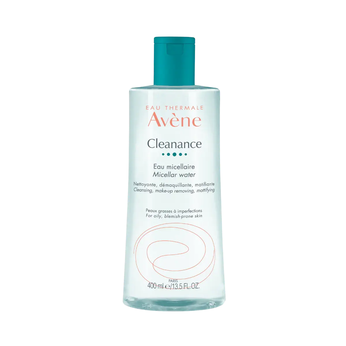 Avène Cleanance Micellar Water bottle on a clean white background, a gentle micellar cleansing water designed for oily and acne-prone skin that removes makeup, excess oil, and impurities while maintaining skin comfort.