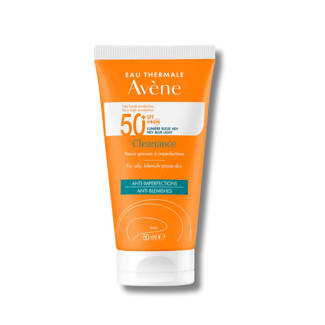 Oil-control sunscreen Avène Cleanance SPF 50+ for sensitive, blemish-prone skin texture and daily use