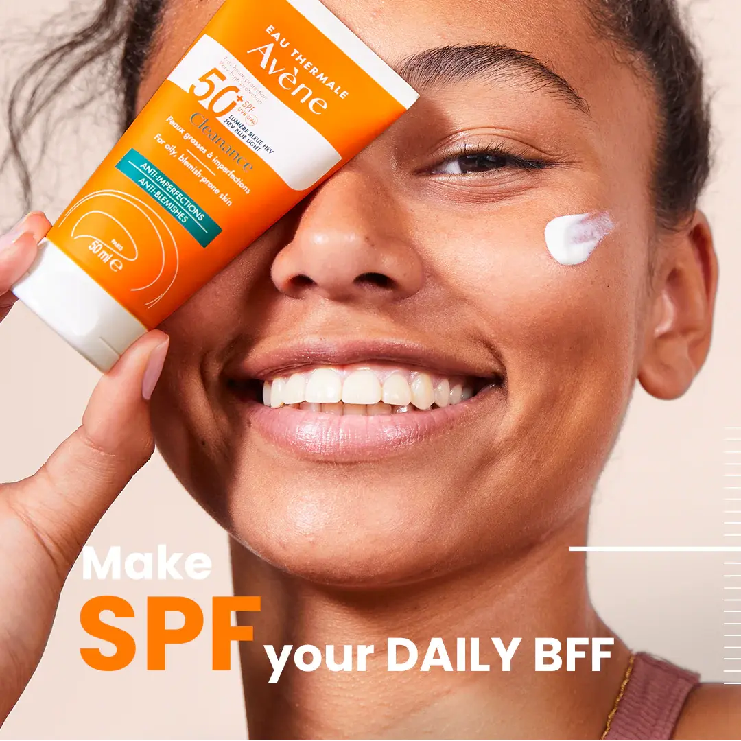 Oil-control sunscreen Avène Cleanance SPF 50+ for sensitive, blemish-prone skin texture and daily use
