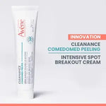 Avène Comedomed Peeling Intensive Breakouts Cream for acne-prone skin targeting breakouts, clogged pores, and uneven skin texture with exfoliating acne treatment formula.