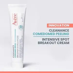 Avène Comedomed Peeling Intensive Breakouts Cream for acne-prone skin targeting breakouts, clogged pores, and uneven skin texture with exfoliating acne treatment formula.