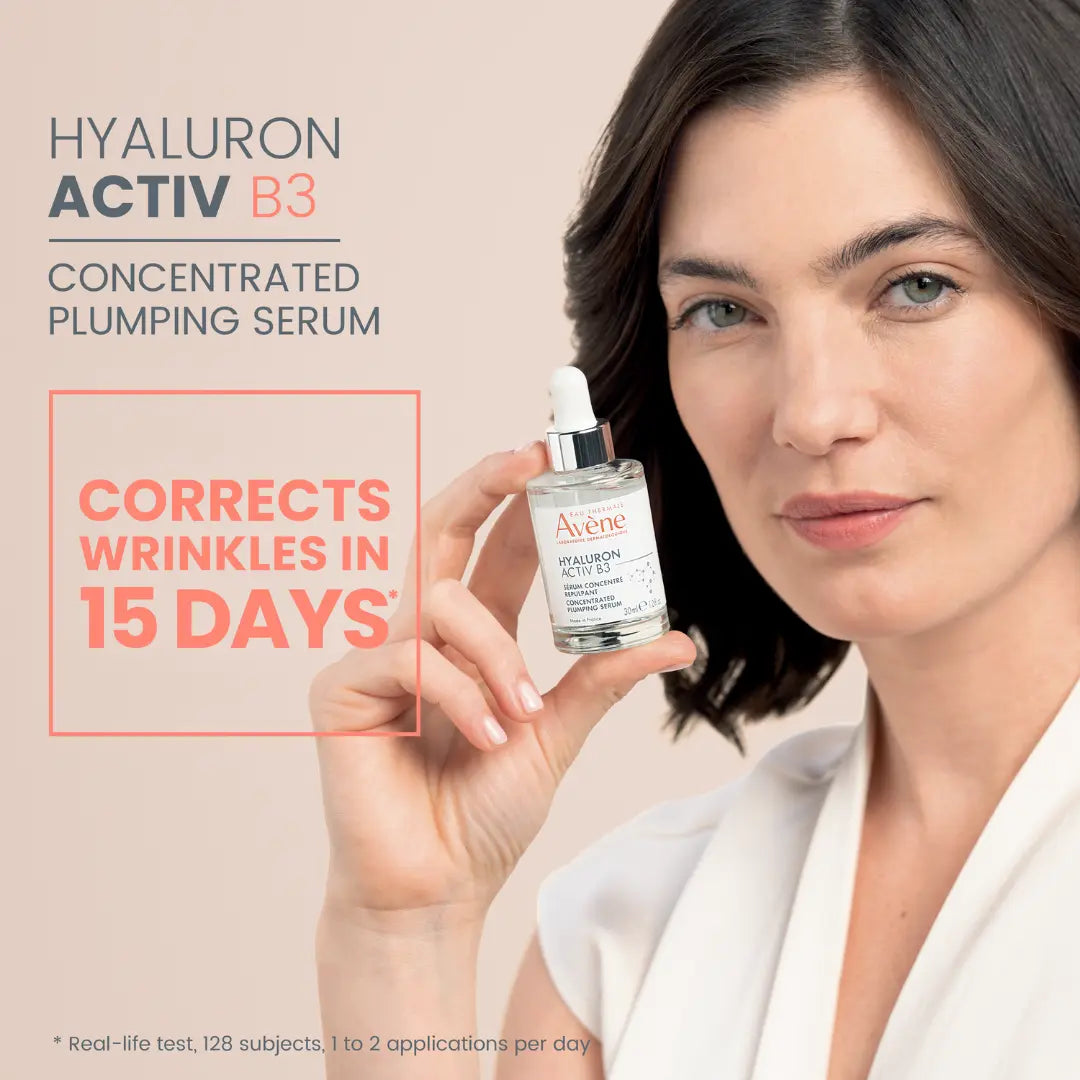 Avène Niacinamide and Hyaluronic Acid serum with complimentary travel size.