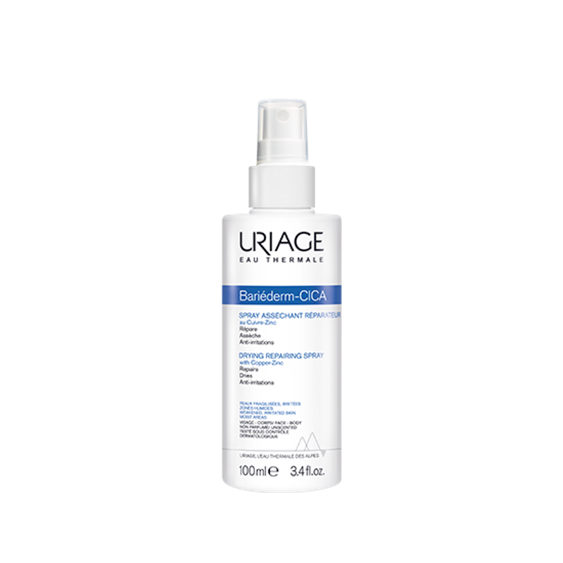 Uriage Bariéderm-CICA spray bottle on a white background