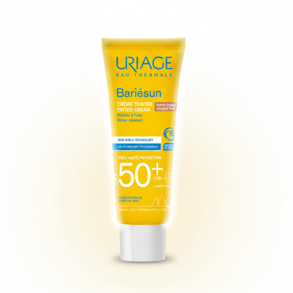 Uriage Bariesun sunscreen tube on a white background
