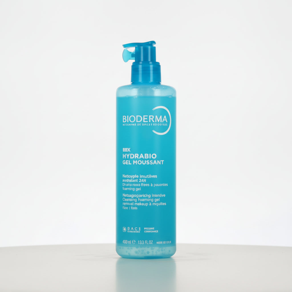 Bioderma bottle of hydrating gel on a white background