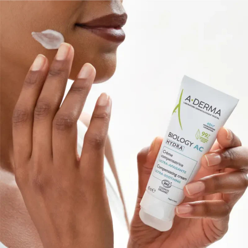 A-Derma Biology AC Hydra Compensating Cream hydrating moisturizer for acne-prone sensitive skin restoring comfort after acne treatments and reducing dryness