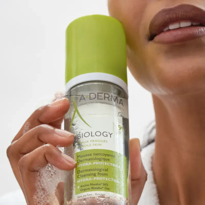 A-Derma Biology Dermatological Hydra-Protective Cleansing Mousse gentle facial cleanser for sensitive skin that cleanses while helping maintain hydration.