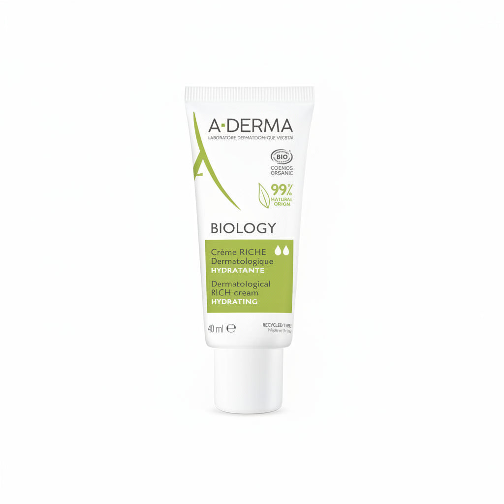 A-Derma Biology crème riche dermatologique hydratante on a white background