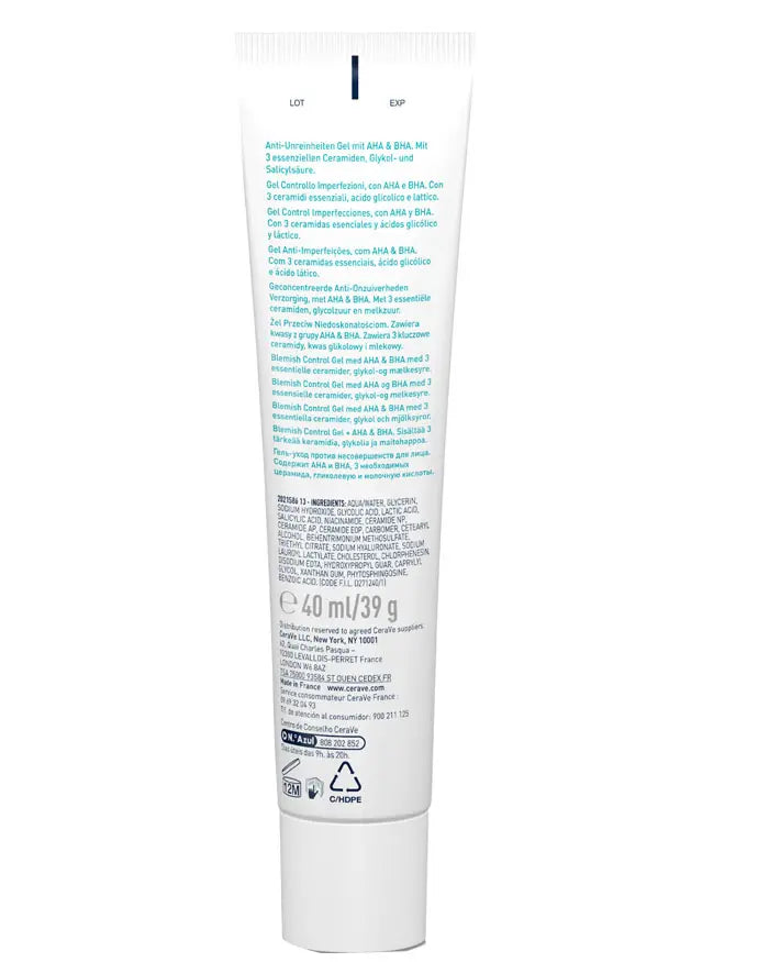 CeraVe exfoliating gel with AHA and Salicylic Acid back