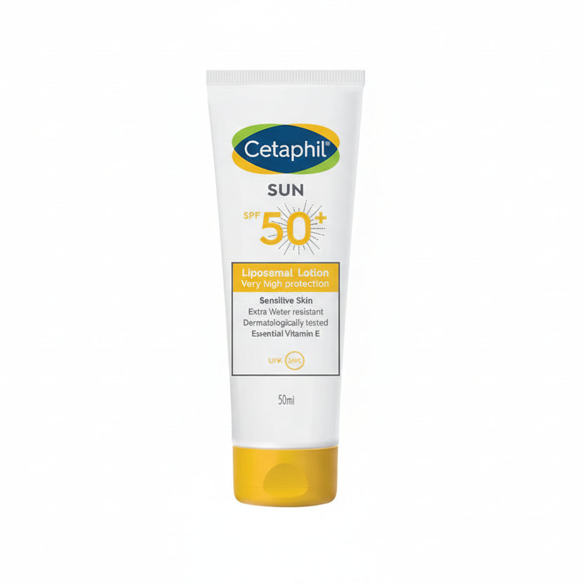 Cetaphil sunscreen lotion tube on a white background