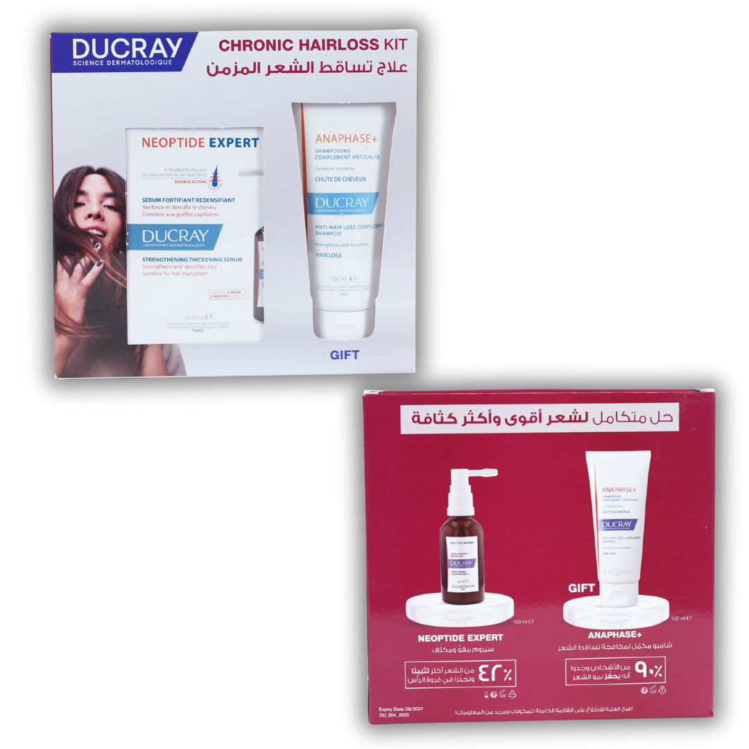 Two Ducray hair care product packages on a white background