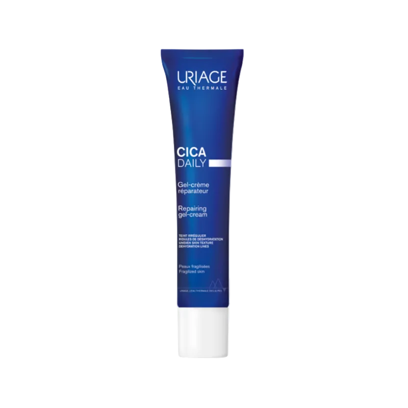 Uriage Cica Daily repair cream tube on a white background