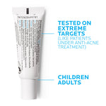 Tube of skincare product with text about testing on extreme targets