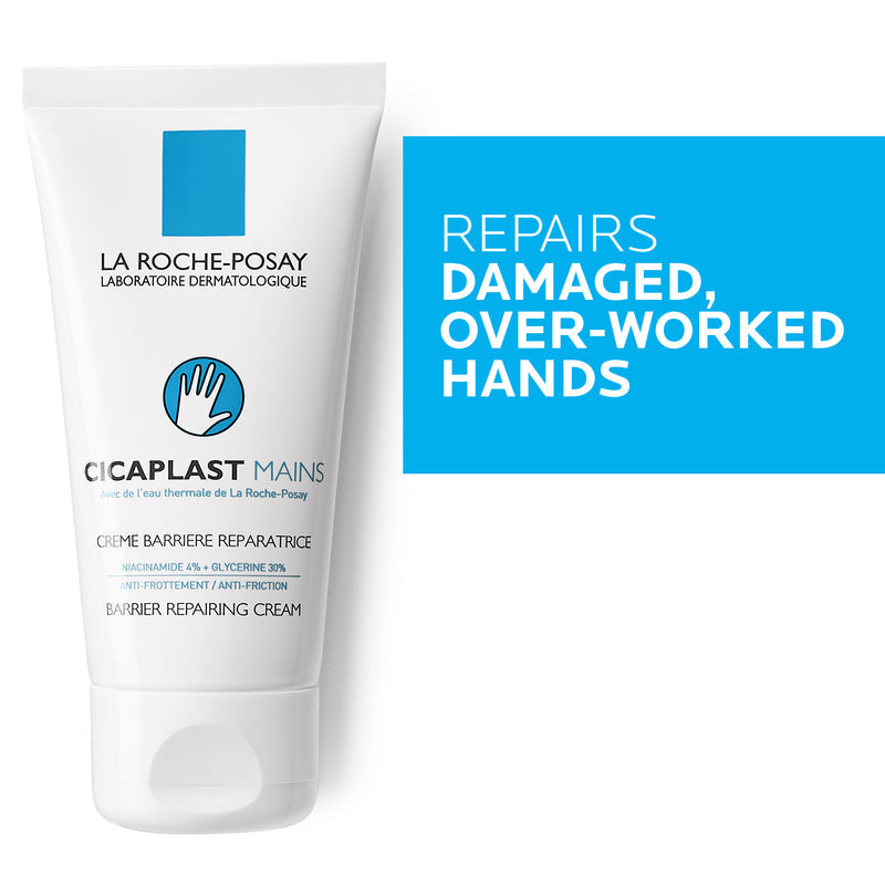 La Roche-Posay Cicaplast Mains cream with text on a white background