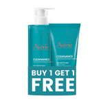 Two Avene Cleanance skincare products with a 'Buy 1 Get 1 Free' offer on a white background.