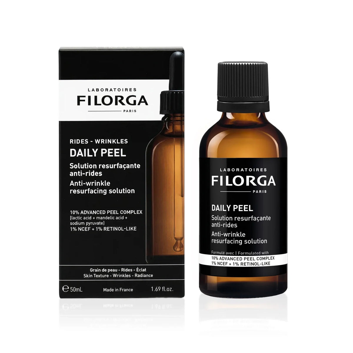 Filorga Daily Peel solution packaging on a white background