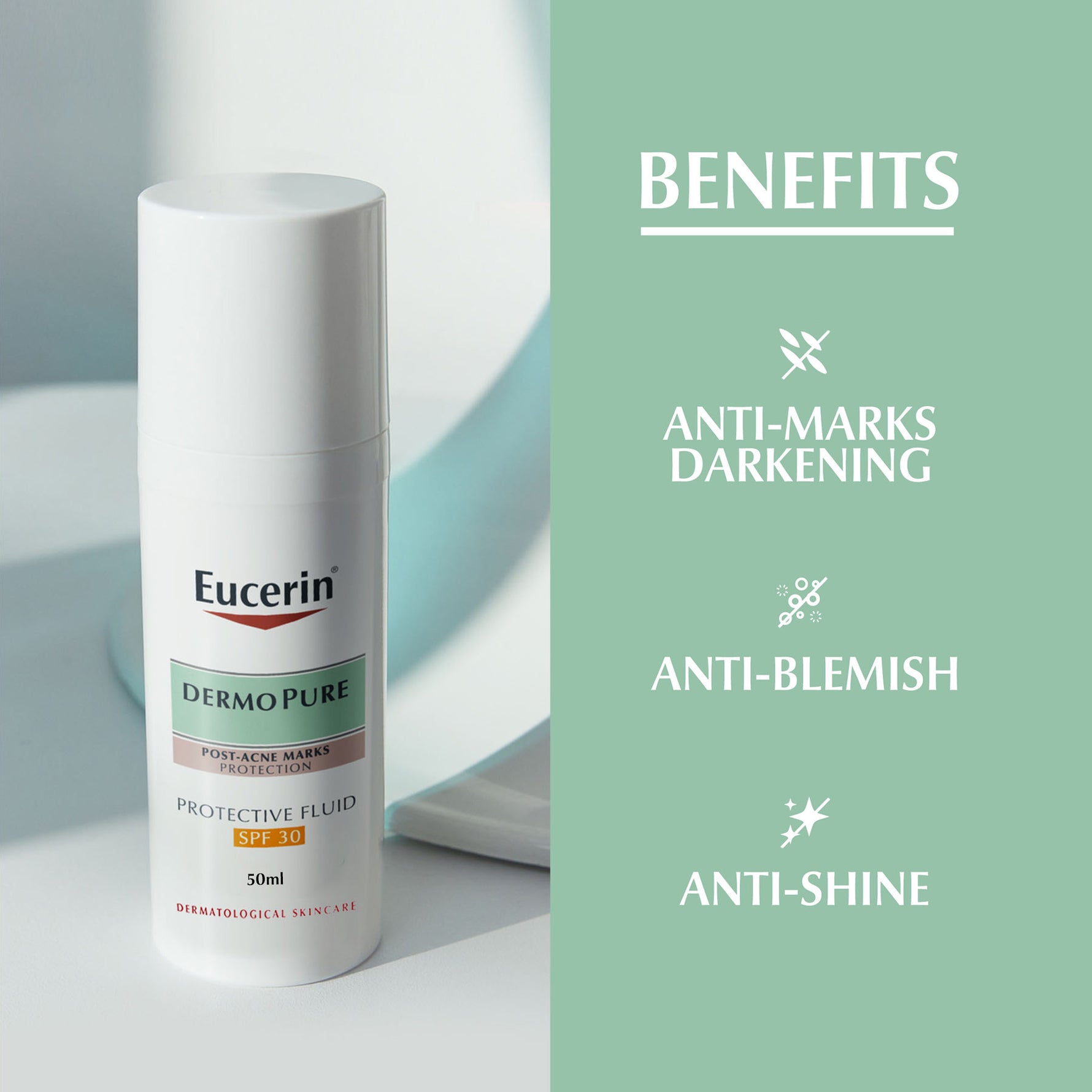 Eucerin DermoPurifyer Oil Control Protective Face Fluid SPF 30 available on The DistriQt Lebanon.