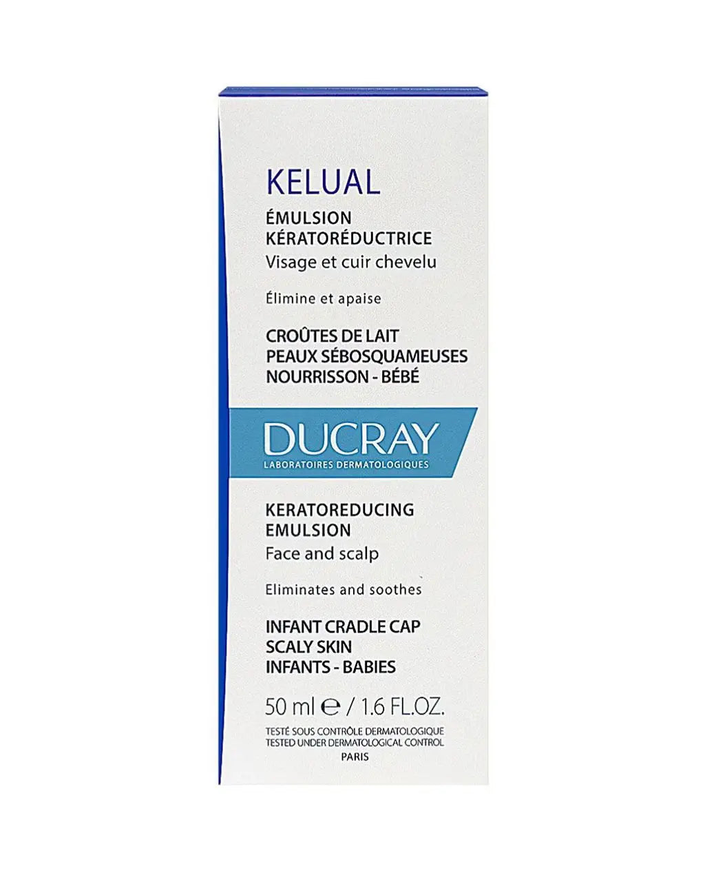 Ducray Kelual emulsion for localized facial and scalp scaling.