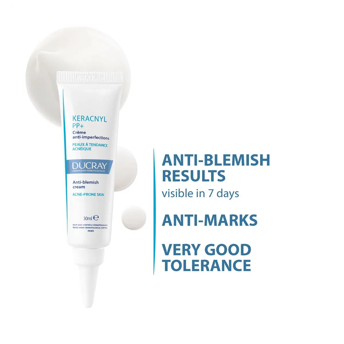 Ducray Keracnyl PP+ Anti-Blemish Soothing Cream for acne-prone skin.