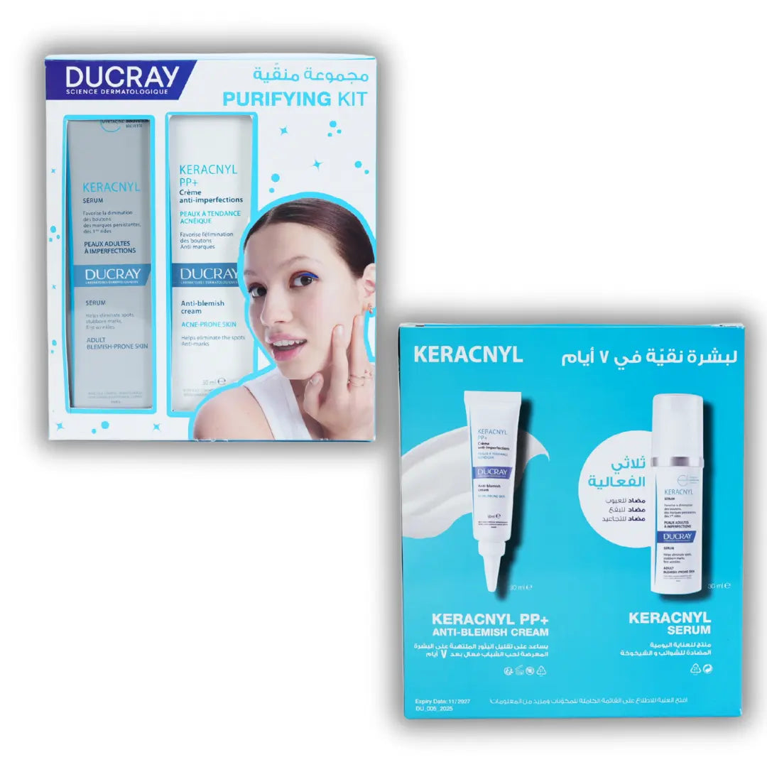 Ducray Keracnyl Purify & Repair Kit for oily and acne-prone skin. 3