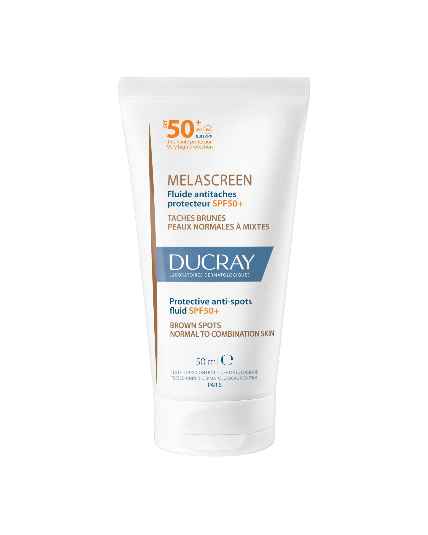 Ducray Melascreen Protective Anti-Spots Fluid SPF50+ for daily sun protection main bottle