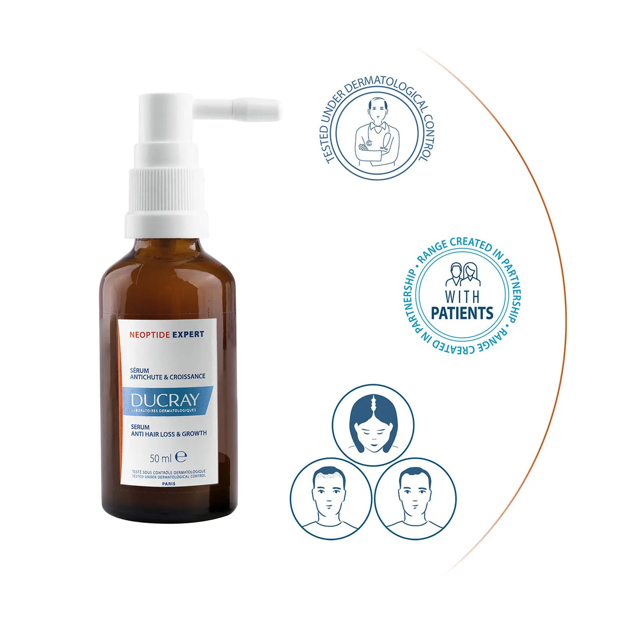 Ducray Neoptide Expert leave-in scalp serum for stronger, fuller-looking hair.