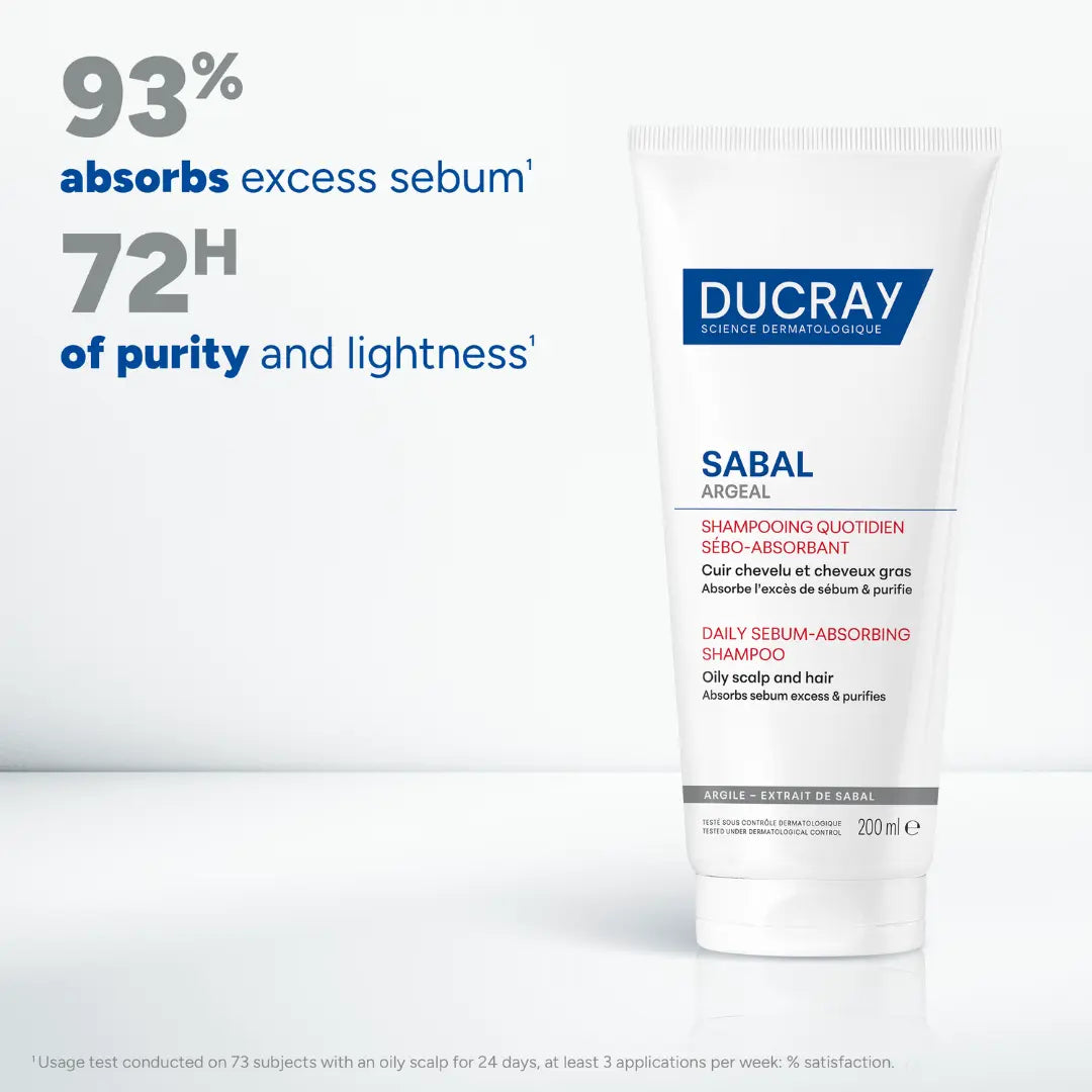 Ducray Sabal Argeal shampoo for fresh, lightweight, and healthy-looking hair.