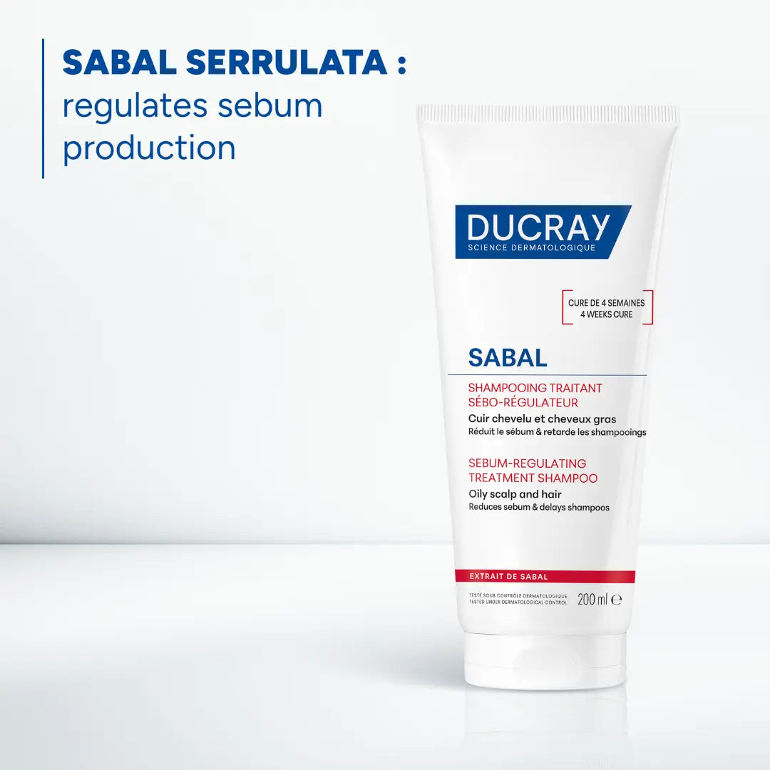 Ducray treatment shampoo that helps regulate excess scalp sebum.