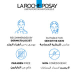 La Roche-Posay branding and product features on a white background