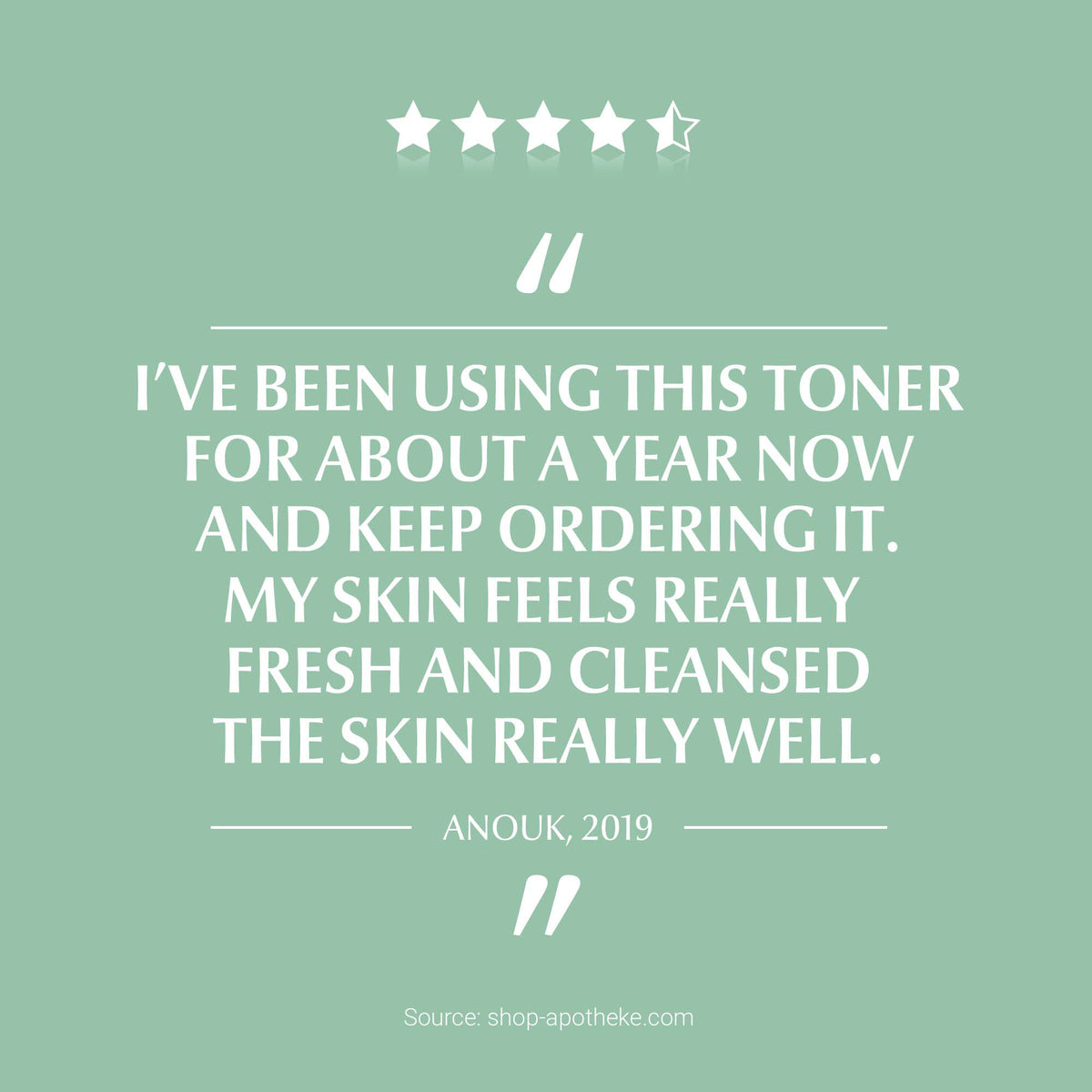 Product review with text on a light green background