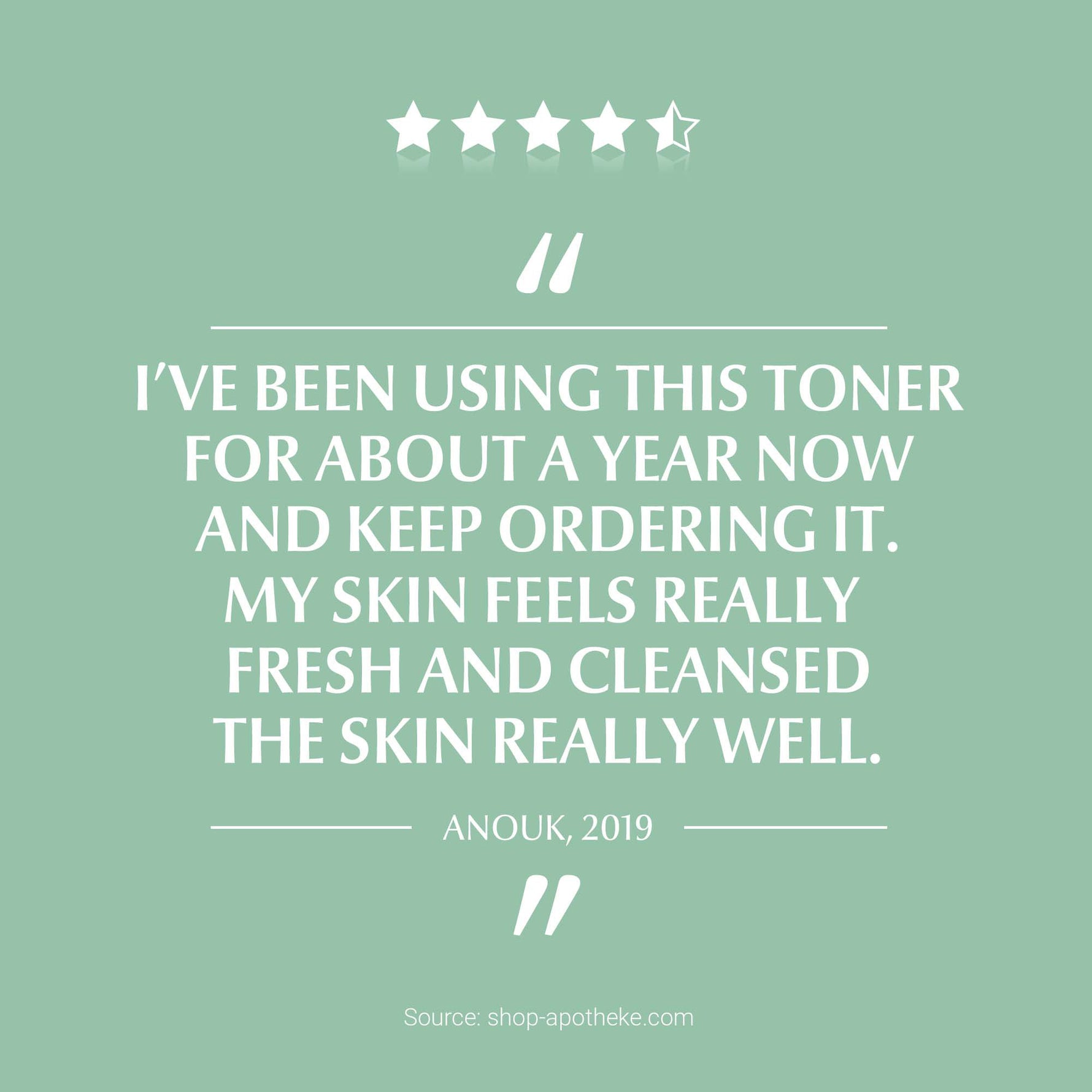 Product review with text on a light green background