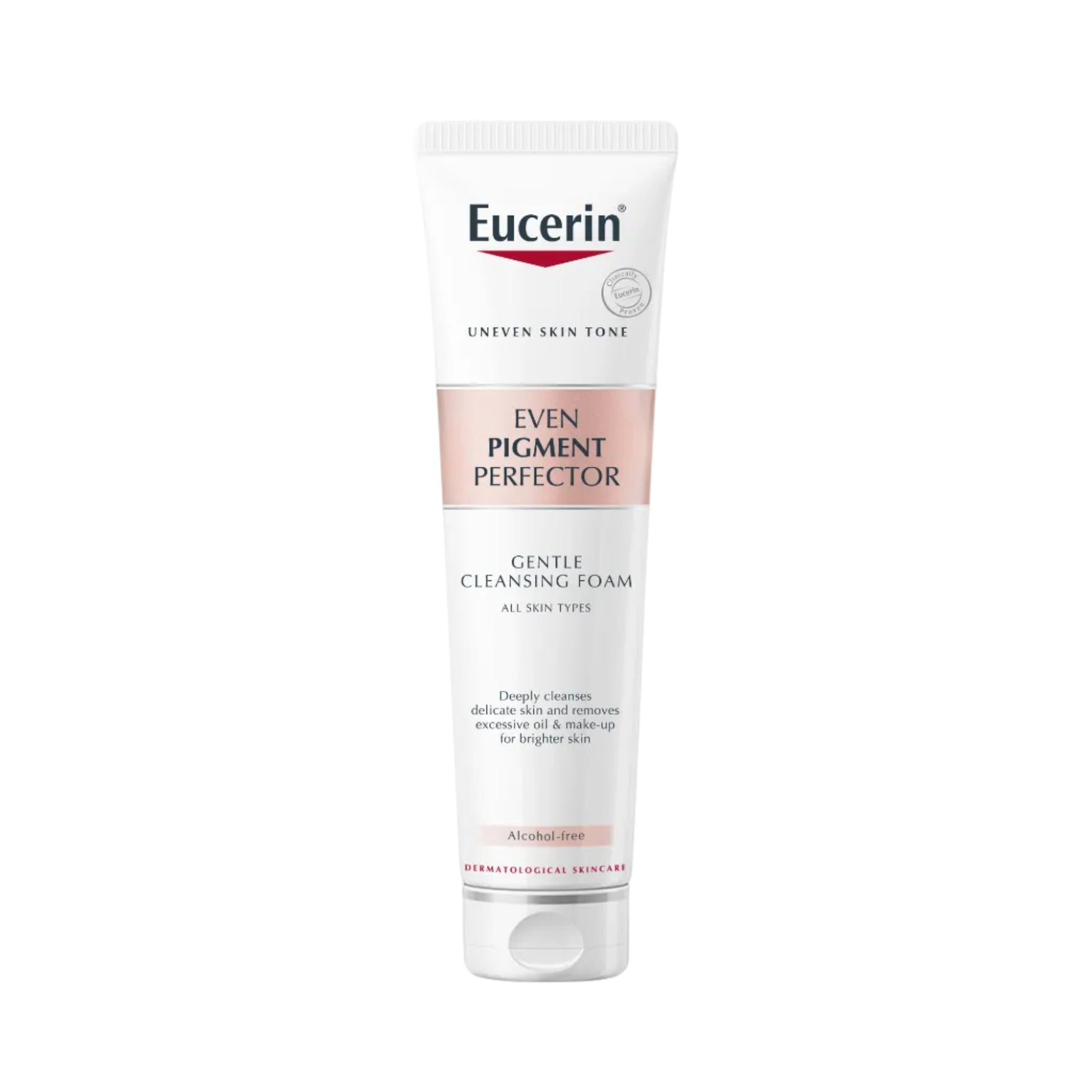 Eucerin Even Pigment Perfector Gentle Cleansing Foam tube on a white background