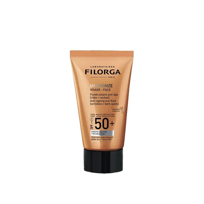 Filorga UV Bronze sunscreen tube on a white background