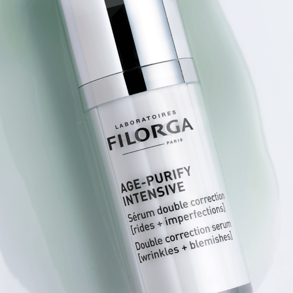 Filorga Age-Purify Intensive skincare serum bottle on a light green background