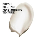Moisturizing cream texture with text 'Fresh Melting Moisturizing Texture' on a white background