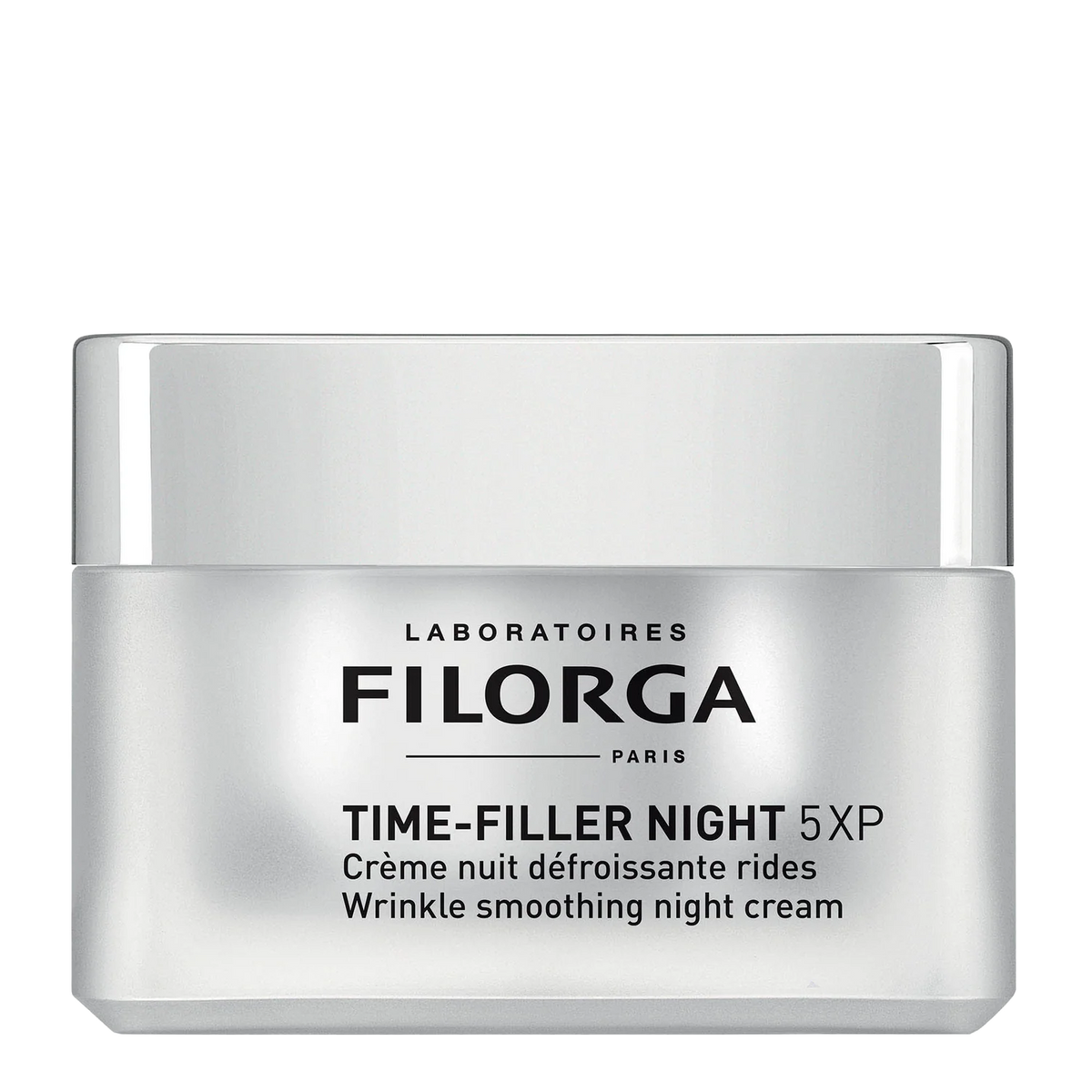 Filorga Time-Filler Night 5XP wrinkle smoothing night cream jar on a white background
