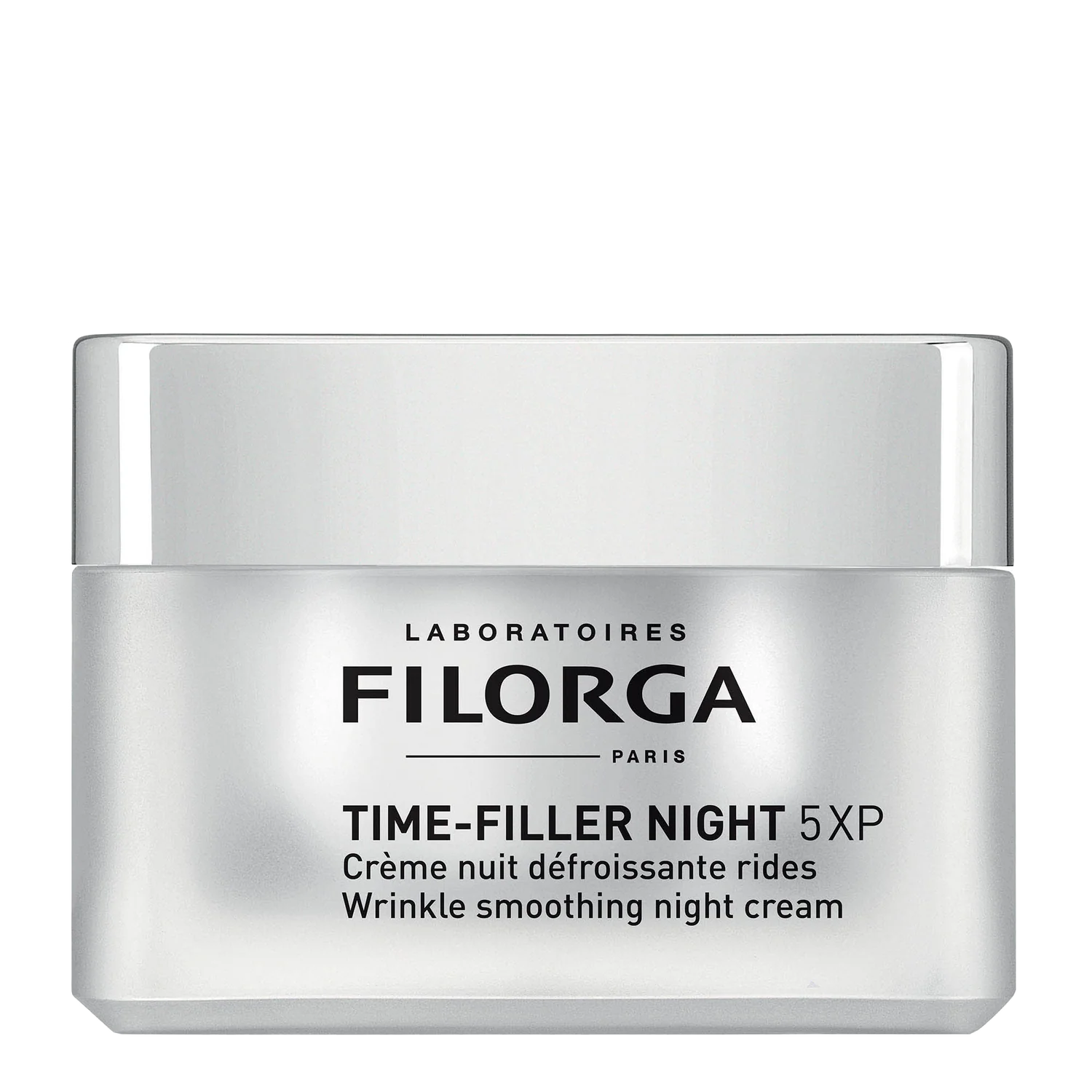 Filorga Time-Filler Night 5XP wrinkle smoothing night cream jar on a white background