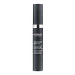 Black skincare serum bottle with visible branding on a white background