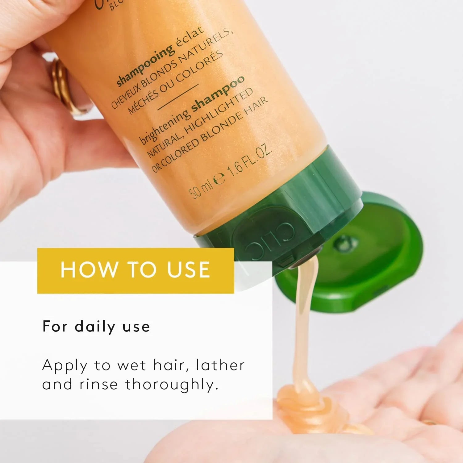 Gentle blonde shampoo for luminous, soft, and manageable hair.