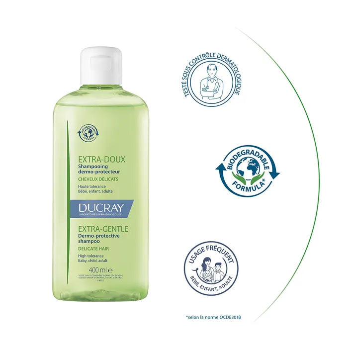 High-tolerance Ducray shampoo suitable for frequent use.