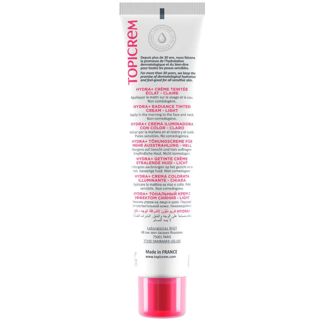 Hydrating SPF50 tinted sunscreen for medium skin tones by Topicrem back