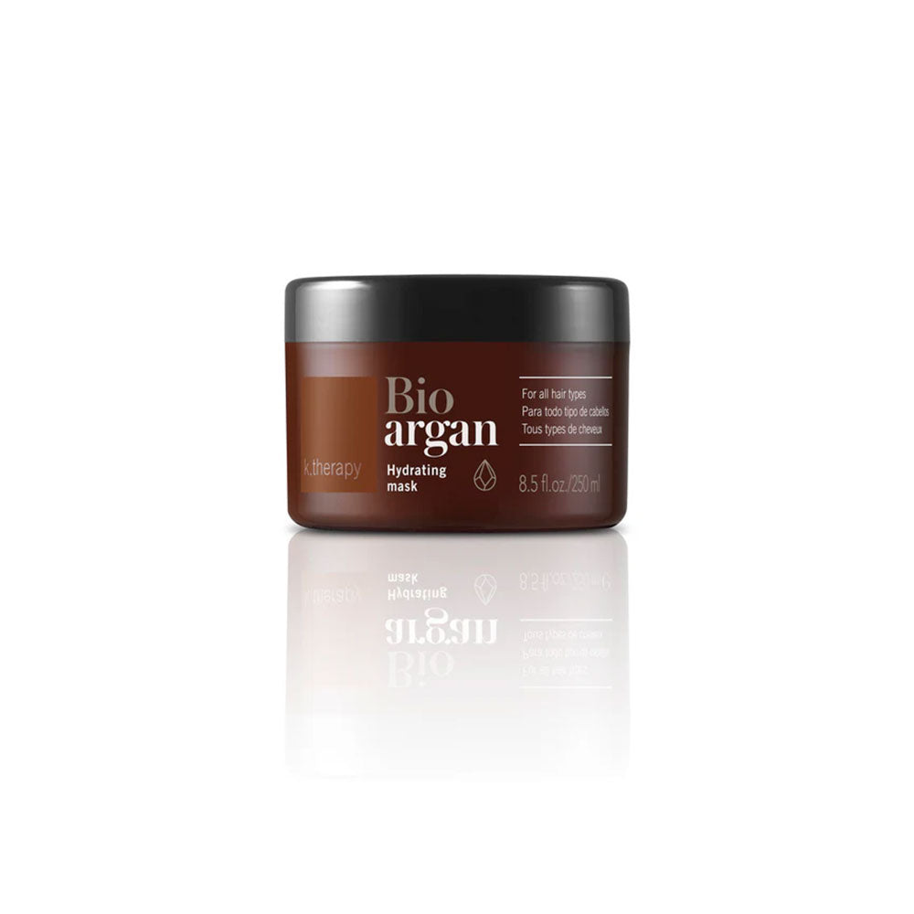 Bio argan hair mask jar on a white background